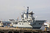 British Battleship At Dock On River Tyne, Northumberland, England