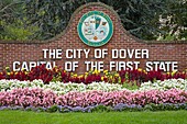Willkommensschild der Stadt, Dover, Delaware, USA