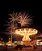 Fireworks And Midway Rides; Calgary, Alberta, Canada