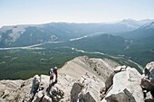 Hikers On Nihahi Ridge, Kananaskis Country, Alberta, Canada