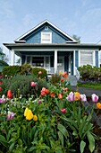 Garden And House Exterior, Portland, Oregon, Usa