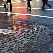 Walking In A Cross Walk; New York City, Usa