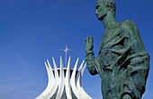 Cathedral Of Brasilia And Statue
