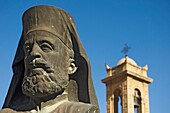 Erzbischof Makarios Statue vor dem Erzbischöflichen Palast, Nahaufnahme