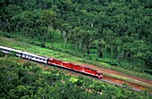 The Ghan Train Going Through Forest