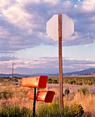 Mail Boxes And Stop Sign