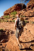 Young Male Backpacker Hiking Through Kings Canyon