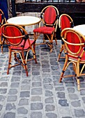 Tables And Chairs Outside A Cafe On A Cobbled Pavement, Lille