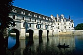 Boat On River Cher In Front Of Chateau De Chenonceau