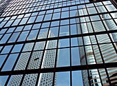 Office Buildings Reflected, Low Angle View