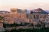 Ancient Temples On Acropolis At Sunset