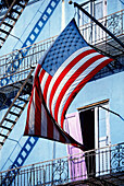 Flag And Apartment, East Village, New York