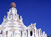 Roof Of Gaudi Designed Entrance Building Of Parc Guell