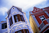 Colorful Painted Colonial Houses, Low Angle View