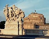 Castle Sant Angelo And Sculpture On Bridge