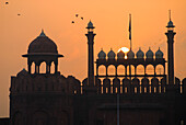 Silhouette Of The Lahori Gate Of The Red Fort With Sun Rising Behind