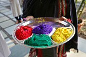 Tray Of Coloured Powder Dye.