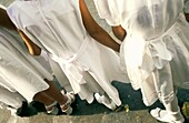 Girls Dressed In White Dressed For Semana Santa