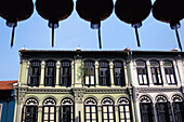Houses In Chinatown With Hanging Lanterns