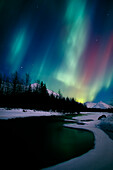 Nordlichter über dem Portage River Valley in Alaska