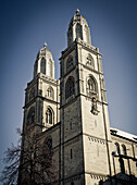 Grossmünster, eine protestantische Kirche im romanischen Stil; Zürich, Schweiz
