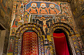 Afrika, Äthiopisches Hochland, Westliches Amhara, Gondar, Debre Berhan Selassie Kirche. Wandmalereien im Inneren der Debre Berhan Selassie-Kirche.
