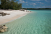 Seychelles, Indian Ocean, Aldabra Island Group, Aldabra Atoll, Picard Island. UNESCO World Heritage Site. Remote pristine white sand beach.