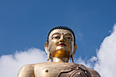 Bhutan, Thimphu. Kuensel Phodrang, auch Buddha Point genannt, größte Buddha-Statue des Landes. Detail der Statue.