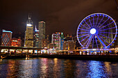 Victoria Harbor, Hong Kong Observation Wheel and skyscrapers, Central, Hong Kong, China