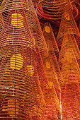 Incense coils inside Ong Pagoda, Can Tho, Mekong Delta, Vietnam