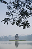 Vietnam, Hanoi. Hoan Kiem Lake and Thap Rua, Turtle Pagoda