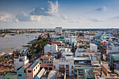 Vietnam, Mekong Delta. Can Tho, elevated view of city and Can Tho River