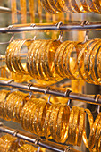 UAE, Dubai, Deira. Gold Souk, gold jewelry