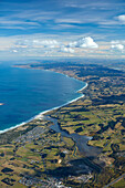 Kaikorai Lagoon and Waldronville, Dunedin, Otago, South Island, New Zealand, aerial