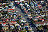 Studentenwohnungen, Castle Street, Nord-Dunedin, Otago, Südinsel, Neuseeland, Luftaufnahme