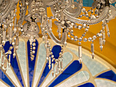 Cuba, Santa Clara, ornate chandelier in historic theater