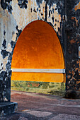 Caribbean, Puerto Rico, San Juan. Concrete archway at Fort San Cristobal