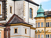 Tschechische Republik, Jicin. Nahaufnahme der Architektur in der historischen Stadt Jicin.