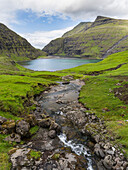 The valley of Saksun, one of the main attractions of the Faroe Islands. Denmark, Faroe Islands
