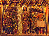 Jesus Christ Twelve Disciples Wooden Panel statues Sculpture, Notre Dame Cathedral, Paris, France. Notre Dame was built between 1163 and 1250 AD.