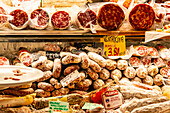 Italy, Rome. Piazza della Rotunda, meat at Salami Antica