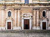Italy, Bari, Apulia, Monopoli. Entrance to the Basilica Cattedrale Maria Santissima della Madia.