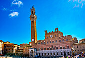 Mangia-Turm Piazza del Campo, Toskana, Siena, Italien.