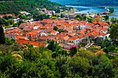 Die Stadt Ston von der Großen Mauer aus gesehen, Ston, Dalmatinische Küste, Kroatien