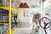 General view of small neighborhood bicycle shop