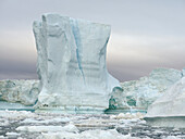 Ilulissat Icefjord at Disko Bay. The Icefjord is listed as UNESCO World Heritage Site, Greenland.