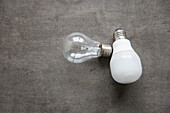 Light bulbs against gray background