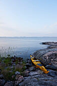 Kayak on rocky coast