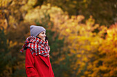 Smiling woman looking away