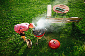 Man preparing barbecue in garden